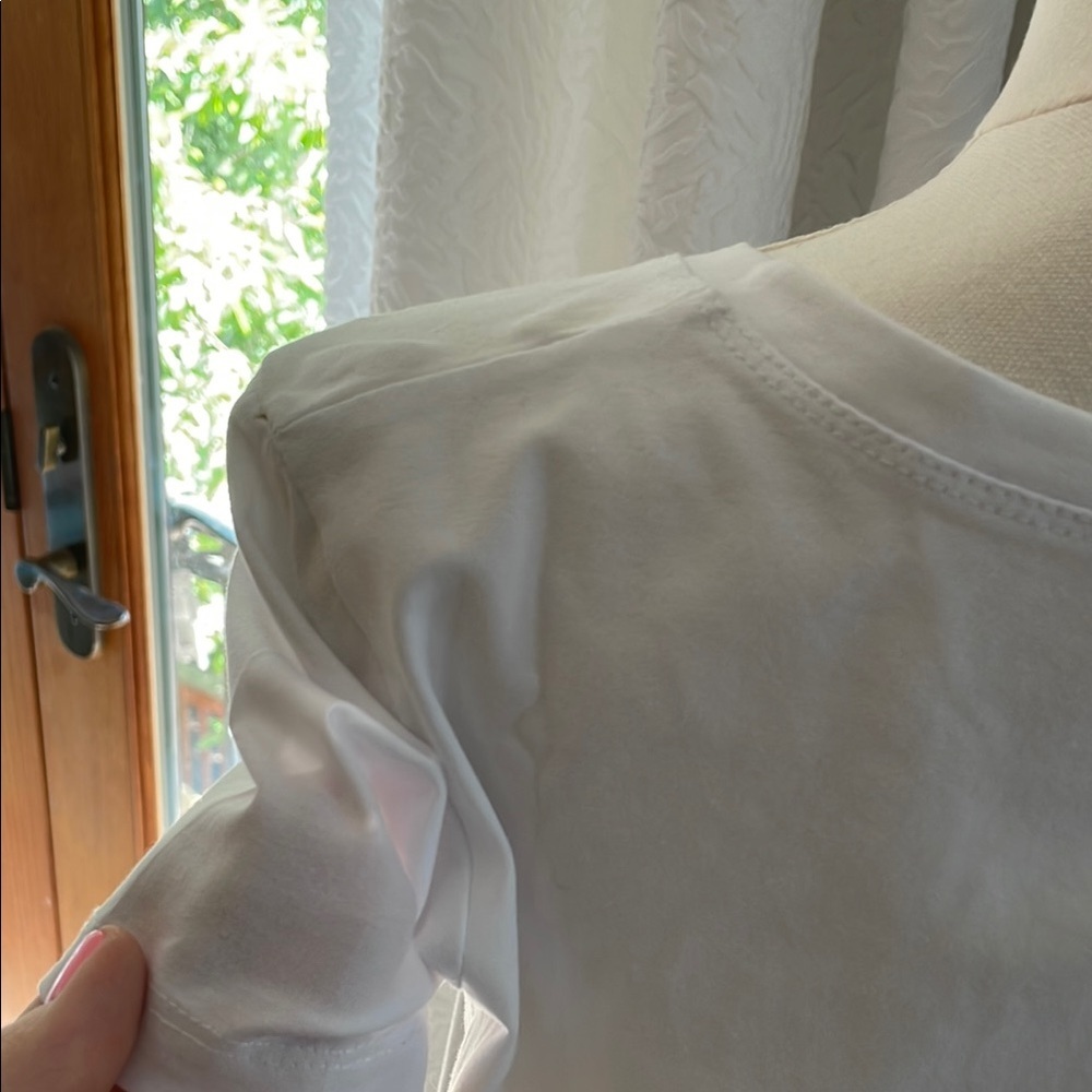 White T-Shirt Colorful Beaded 'COCO' NWOT Boutique Fashion top Small inspired - Picture 9 of 9